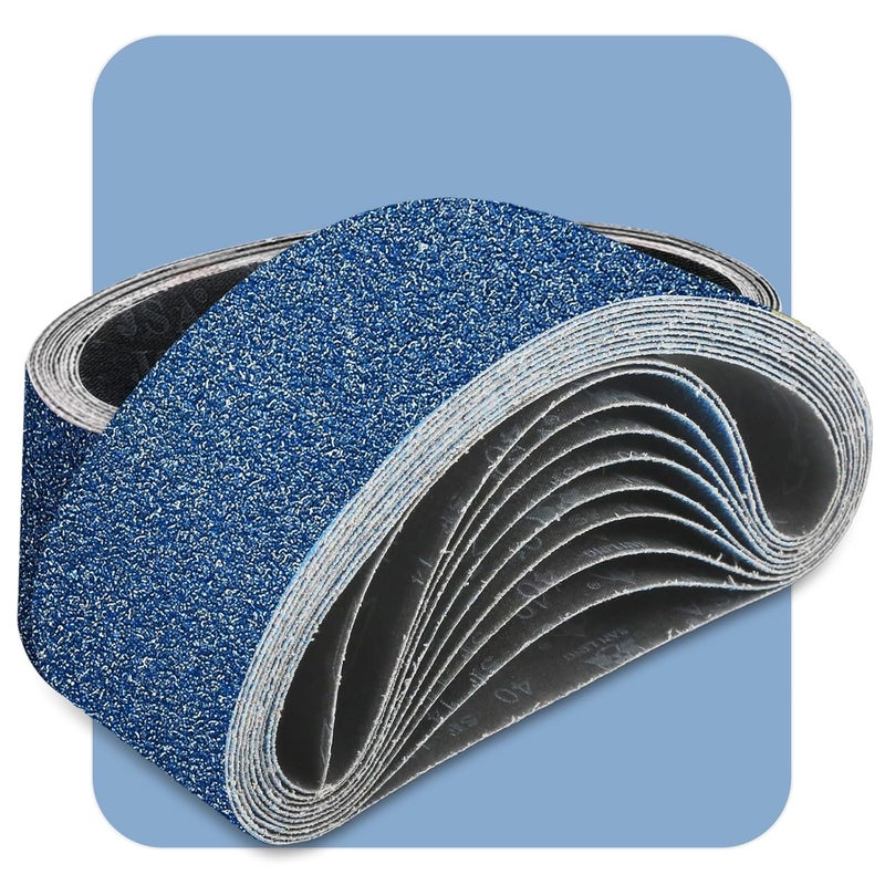 Clebay 3x21 Inch Sanding Belts 10 Pcs 60 Grits Heavy Duty Belt Sander Zirconia Belt Sander Paper for Wood, Metal, Stainless Steel, Automotive, and Furniture - Image 1